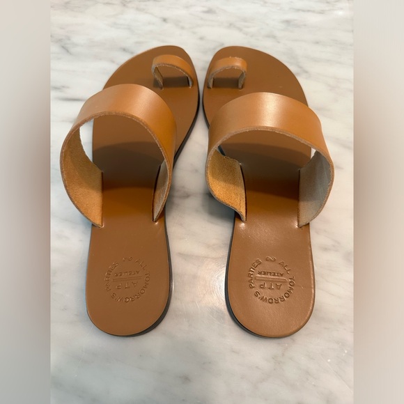 ATP Atelier BNWT NIB Astrid Leather Flat Sandals in Terra Brown - EU 38 - Picture 11 of 16